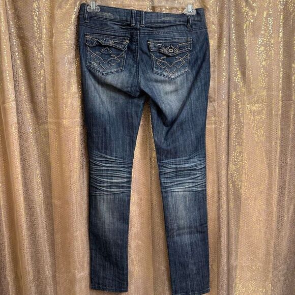 Blue Asphalt Skinny Mid Rise Faded 2000s Vintage Style Jeans Size 7 - Picture 2 of 9